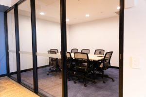 Meeting room with desk and chairs